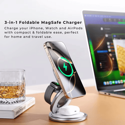 Foldable Apple MagSafe 3 in 1 Charger